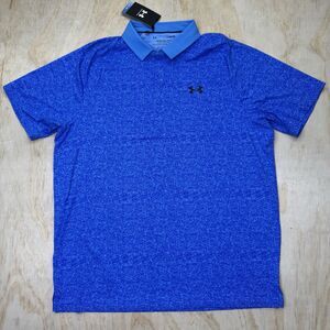 NEW Under Armour Iso-Chill Heather Polo Blue Short Sleeve LG 1377294-464